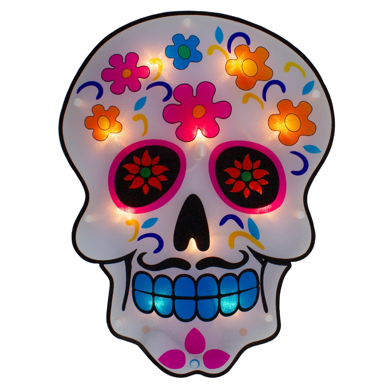 Lighted Day of the Dead Sugar Skull Window Silhouette